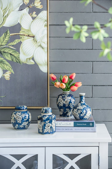 Blue and White Jar - Set of 4 at Online8 Furniture Auckland NZ