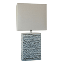 Blue Glazed Ceramic Lamp W/ Linen Shade at online8 furniture store Auckland