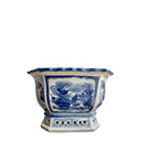 Blue & White Hexagonal Planter at online8 furniture store Auckland