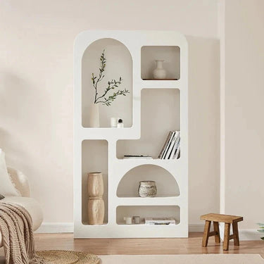 Bodhi Display Unit | Bookshelf - Textured White at online8 furniture store Auckland