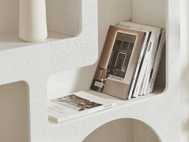 Bodhi Display Unit | Bookshelf - Textured White at online8 furniture store Auckland