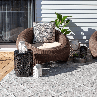 Bomerano Indoor/Outdoor Mid Grey Rug - Made from Recylced Plastic at online8 furniture store Auckland