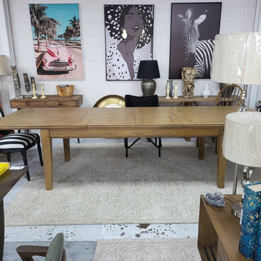 Bosquet Double Extension Dining Table - Rustic Light at online8 furniture store Auckland