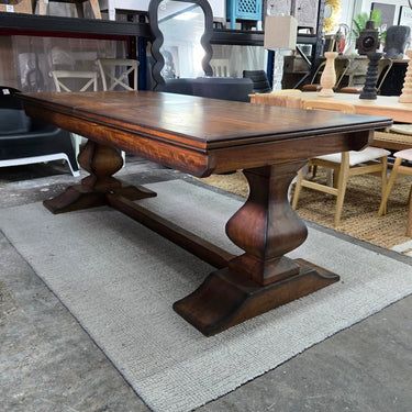 Bosquet Pedestal Double Extension Dining Table at online8 furniture store Auckland