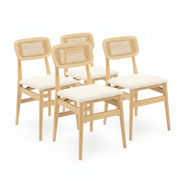 Boston Boucle & Rattan Dining Chair at Online8 Furniture Auckland NZ
