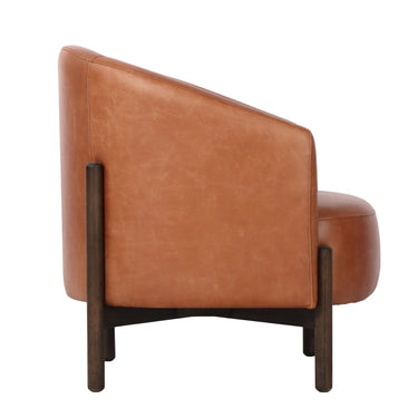 Bowie Rounded Leather Tub Armchair at online8 furniture store Auckland