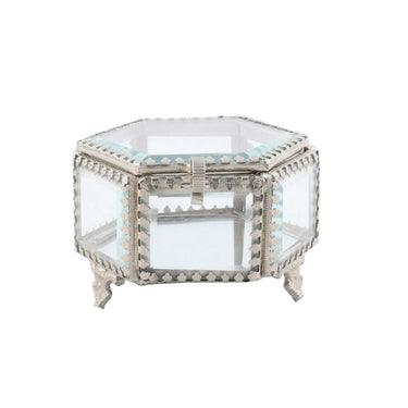 Brass & Glass Hexagon Jewelldery Box at online8 furniture store Auckland