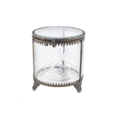 Brass & Glass Round Jewelldery Box at online8 furniture store Auckland