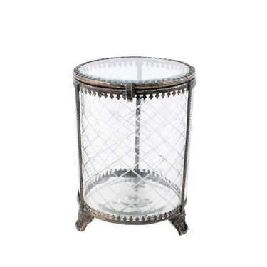 Brass & Glass Round Jewelldery Box at online8 furniture store Auckland