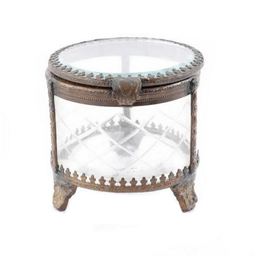 Brass & Glass Round Jewelldery Box at online8 furniture store Auckland