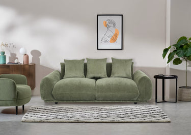 Brooklyn Plush Corduroy 3 Seat Sofa - Olive Green at online8 furniture store Auckland