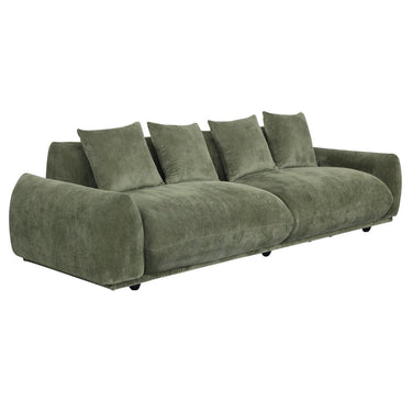 Brooklyn Plush Corduroy 4 Seat Sofa - Olive Green at online8 furniture store Auckland