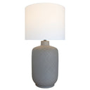 Brown Ceramic Table Lamp with White Cotton Shade at Online8 Furniture Auckland NZ