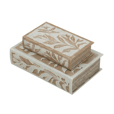 Brown Leaf Book Box Set of 2 at online8 furniture store Auckland