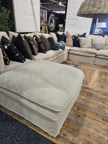 Calais 4 Pcs Slip Cover Modular Sofa with Ottoman at online8 furniture store Auckland