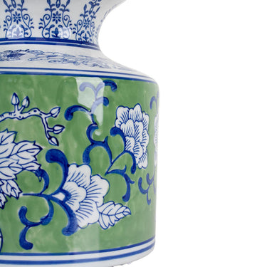 Camelia Ceramic Waisted Vase Small with gathered chinoiserie silhouette