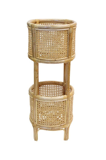 Canggu Two Tier Rattan Webbing Planter Stand at online8 furniture store Auckland