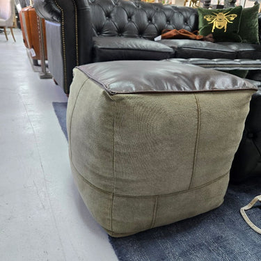 Canvas and Leather Ottoman at online8 furniture store Auckland