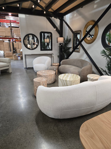 Caprice 2.5 Seat Curved Sofa - Cream at Online8 Furniture Auckland NZ