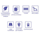 Captain Single Chair Electric Recliner at online8 furniture store Auckland