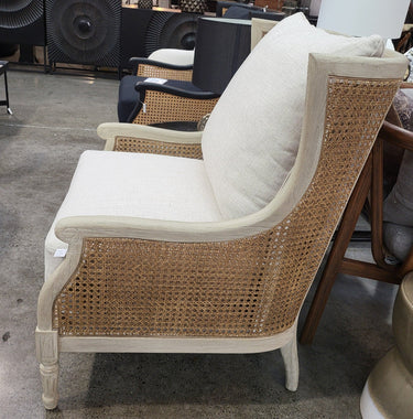 Carlos Rattan Armchair - Light Grey & Rattan at online8 furniture store Auckland