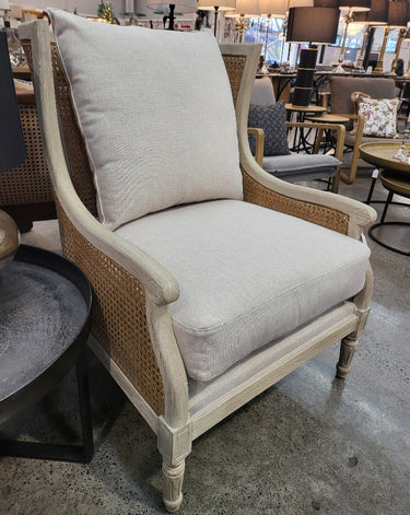 Carlos Rattan Armchair - Light Grey & Rattan at online8 furniture store Auckland