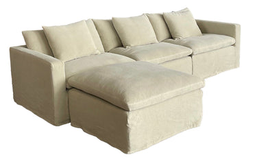 Carlton Slip Cover Modular Sofa with Reversible Chaise - Hemp at online8 furniture store Auckland