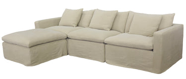 Carlton Slip Cover Modular Sofa with Reversible Chaise - Hemp at online8 furniture store Auckland