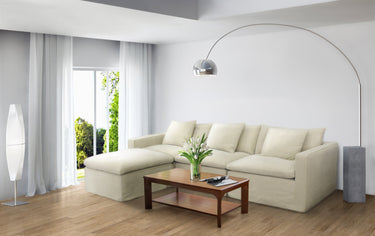Carlton Slip Cover Modular Sofa with Reversible Chaise - Hemp at online8 furniture store Auckland