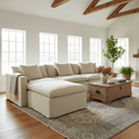 Carlton Slipcover Modular 3-Seater Sofa with Ottoman - Hemp at Online8 Furniture Auckland NZ