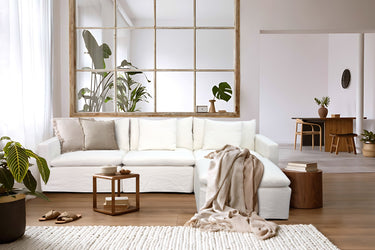Carlton Slipcover Modular Sofa with Reversible Chaise - Cloud at online8 furniture store Auckland