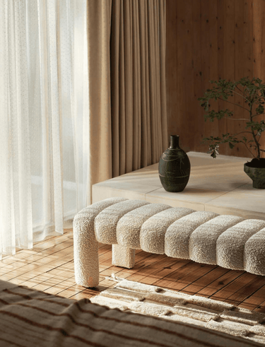 Carraton Boucle Bench at online8 furniture store Auckland