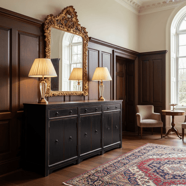 Carrington 6 Door 3 Drawer Sideboard – Antique Black at online8 furniture store Auckland