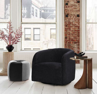 Casper Boucle Swivel Chair - Black at online8 furniture store Auckland