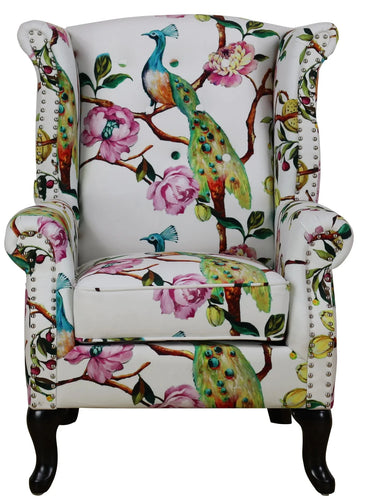 Castella Wingback Patchwork Armchair - Peacock at online8 furniture store Auckland