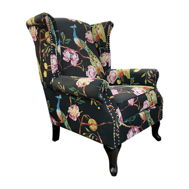 Castella Wingback Patchwork Armchair - Peacock at online8 furniture store Auckland