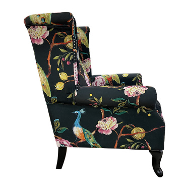 Castella Wingback Patchwork Armchair - Peacock at online8 furniture store Auckland