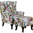 Castella Wingback Patchwork Armchair with Ottoman - Peacock at online8 furniture store Auckland