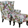Castella Wingback Patchwork Armchair with Ottoman - Peacock at online8 furniture store Auckland