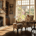 Castella Wingback Patchwork Armchair with Ottoman - Peacock at online8 furniture store Auckland