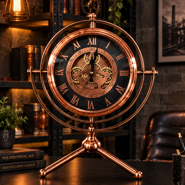 Gimbal Gear Table Clock - Copper