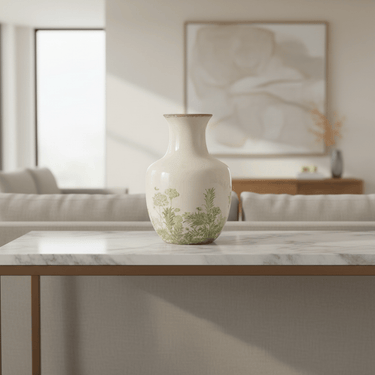 Ceramic Green Floral Vase at Online8 Furniture Auckland NZ