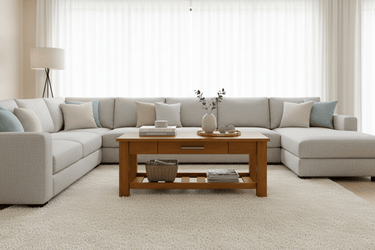 Charlton Coffee Table with Rack and Drawer - NZ Made at online8 furniture store Auckland