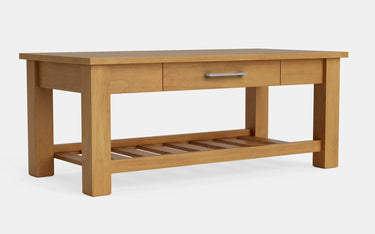 Charlton Coffee Table with Rack and Drawer - NZ Made at online8 furniture store Auckland