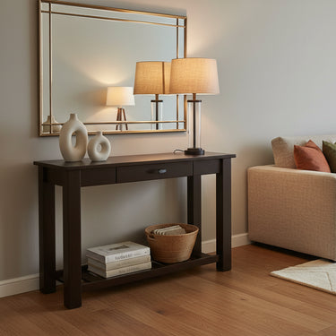 Charlton Hall Table with Rack and Drawer - NZ Made at online8 furniture store Auckland