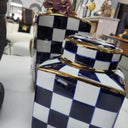 Checked Design Vases With Lid Set of 2 at online8 furniture store Auckland