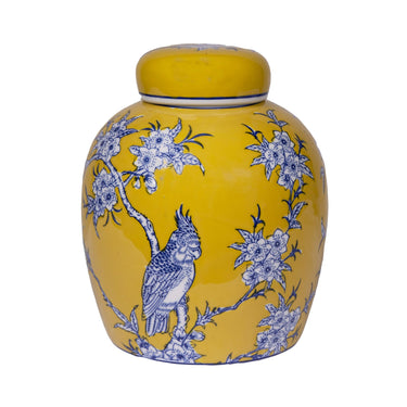 Chelsea Bird & Flower Ceramic Jar - Large at online8 furniture store Auckland