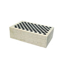 Chequerboard Resin Keepsake Box - Large in black and ivory resin and MDF with a bold chequerboard pattern
