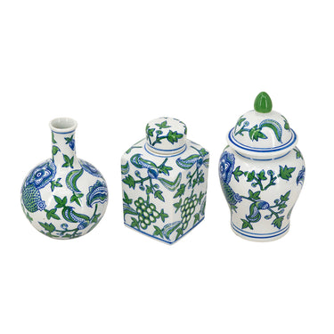 Cherry Blossom Lidded Jar & Vase - Set of 3 at Online8 Furniture Auckland NZ
