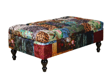 Chesterfield Patchwork Ottoman with Storage - Leopard at online8 furniture store Auckland